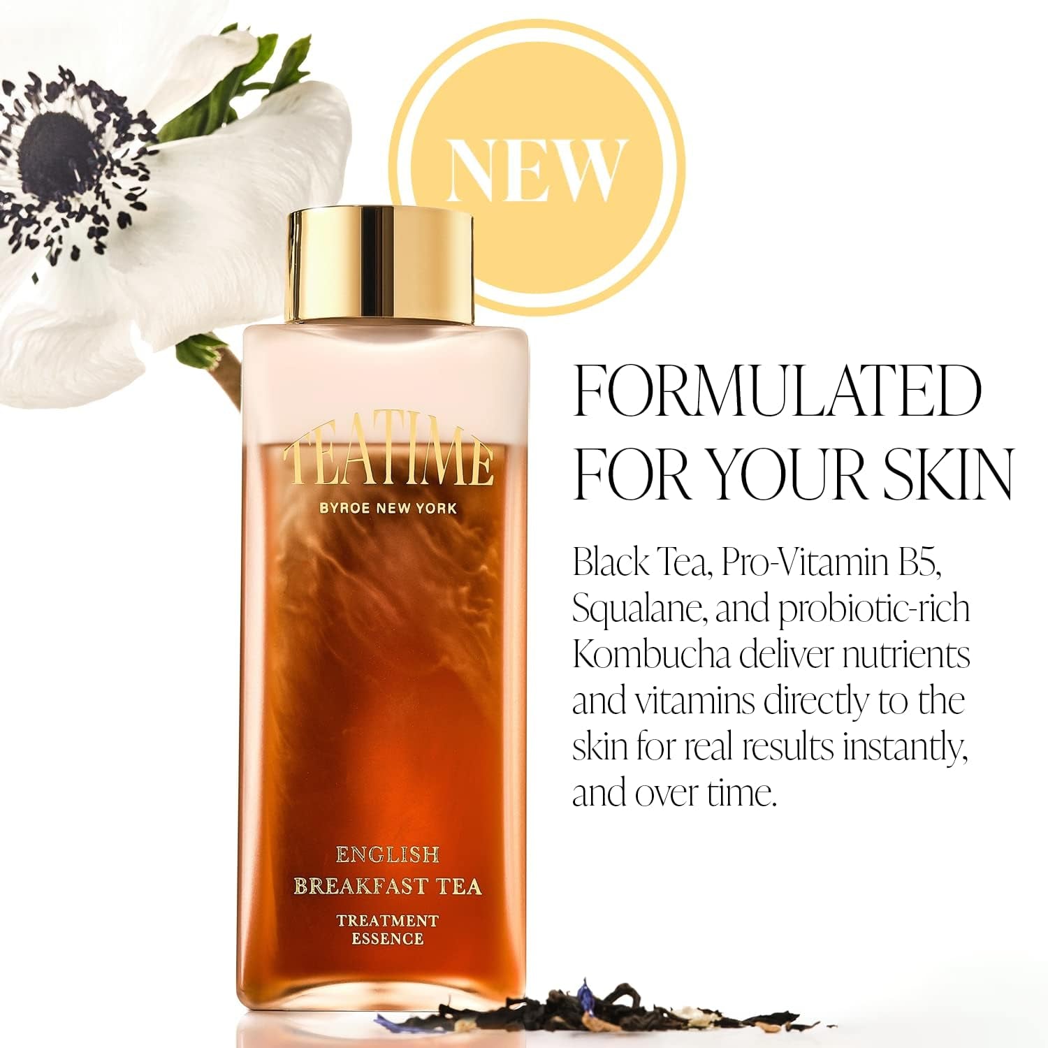 BYROE Teatime English Breakfast Tea Treatment Essence – 120ml | Hydrating, Firming & Skin Barrier Boost