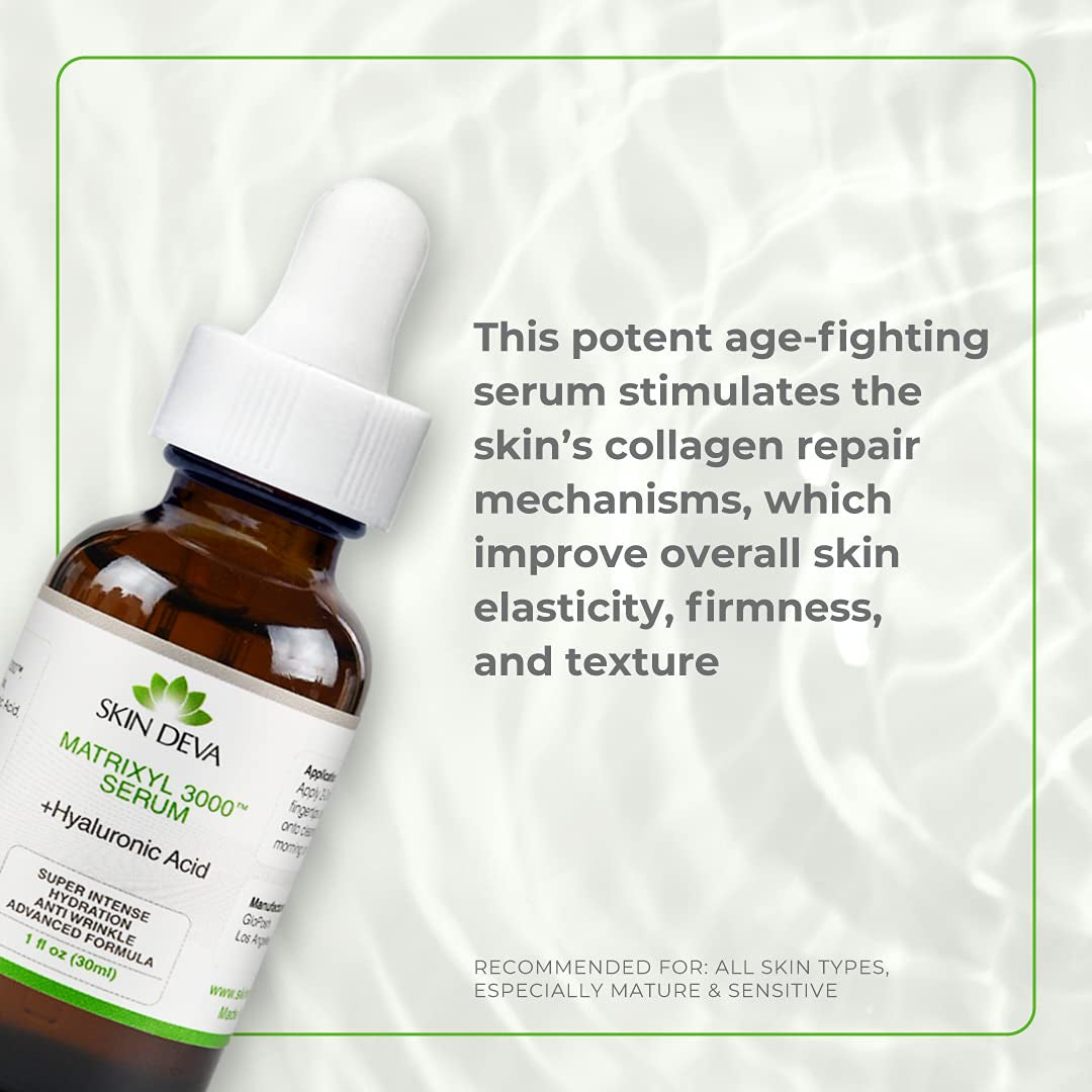 SKIN DEVA Matrixyl 3000™ Serum + Hyaluronic Acid – 30ml | Collagen-Boosting Anti-Aging Serum