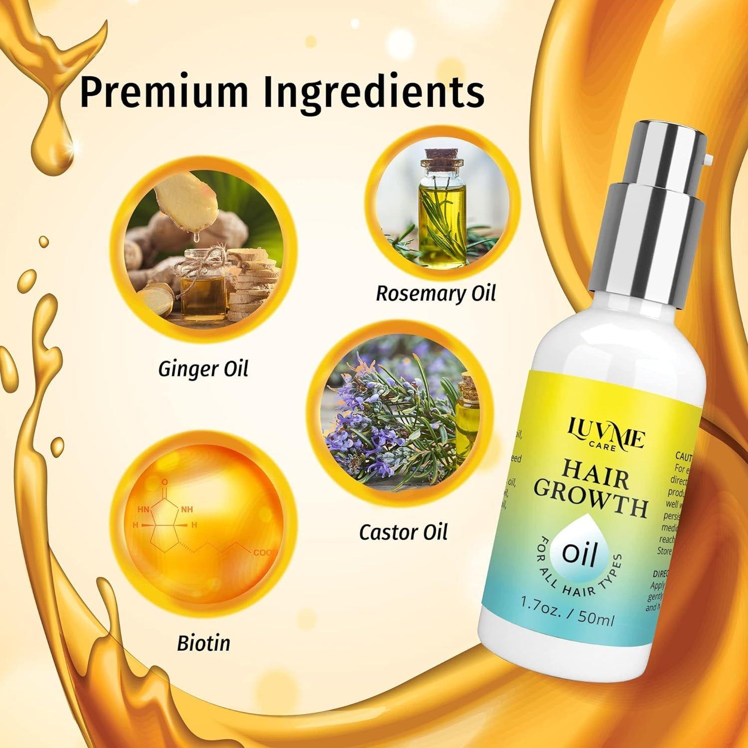 Biotin Hair Growth Oil Hair Growth Serum for Thicker Longer Fuller Healthier Hair, Prevent Hair Loss & Thinning, All Natural Vitamin Rich Treatment, Women & Men, All Hair Types 1.7 Oz