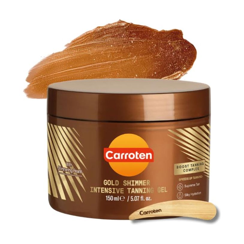 Carroten Gold Shimmer Intensive Tanning Gel – 150ml | Radiant Bronze Glow with Shimmering Pearls