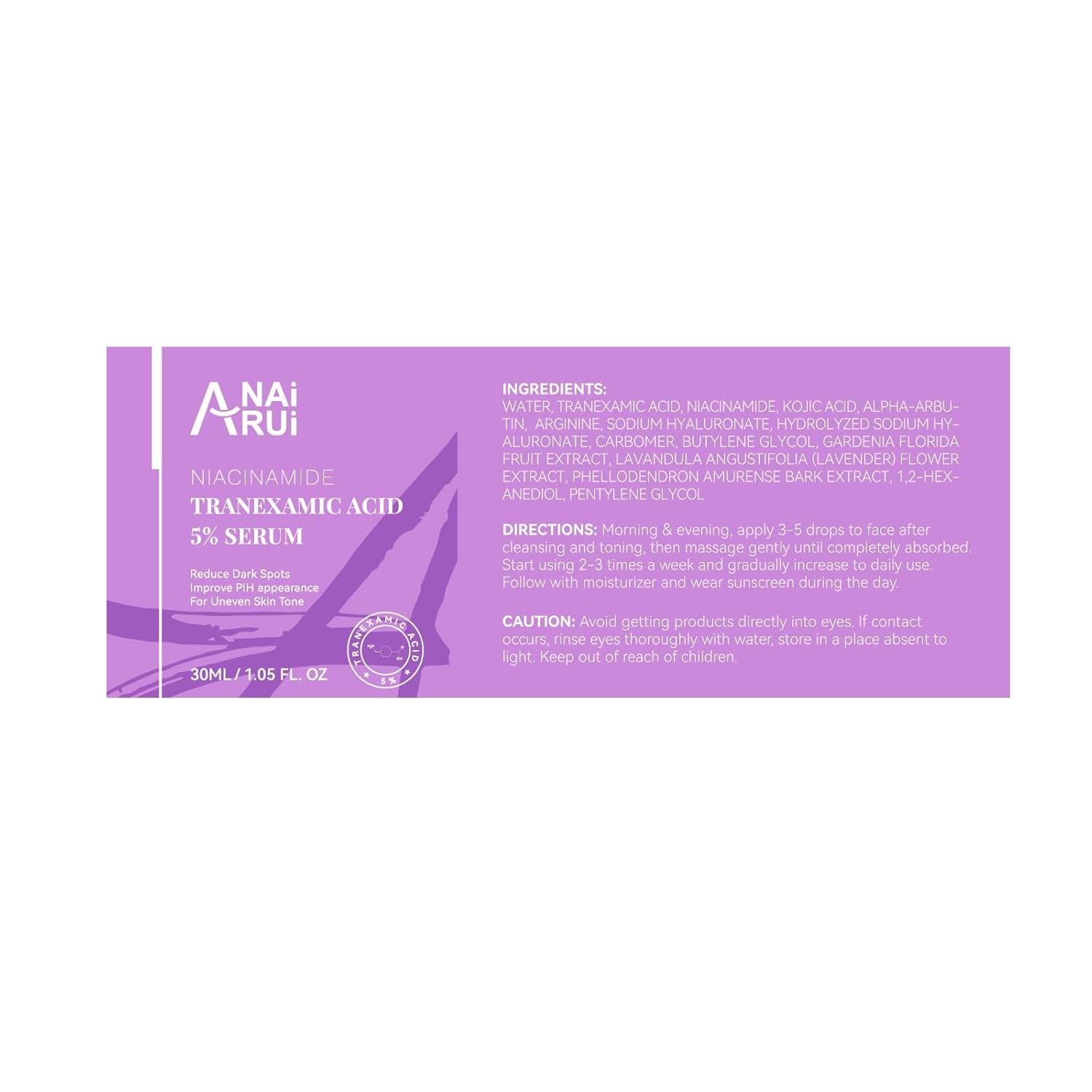 ANAI RUI 5% Tranexamic Acid + Niacinamide Serum – 30ml | Dark Spot Corrector & Brightening Treatment for Uneven Skin Tone