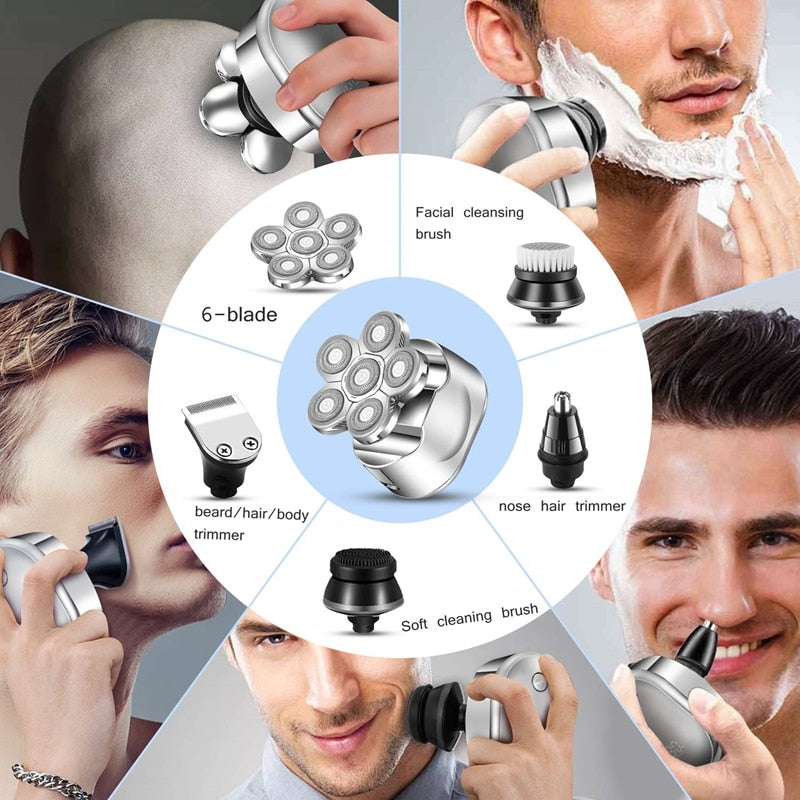 6-in-1 Men’s Grooming Kit – Wet/Dry Electric Shaver, Trimmer & Beard Razor