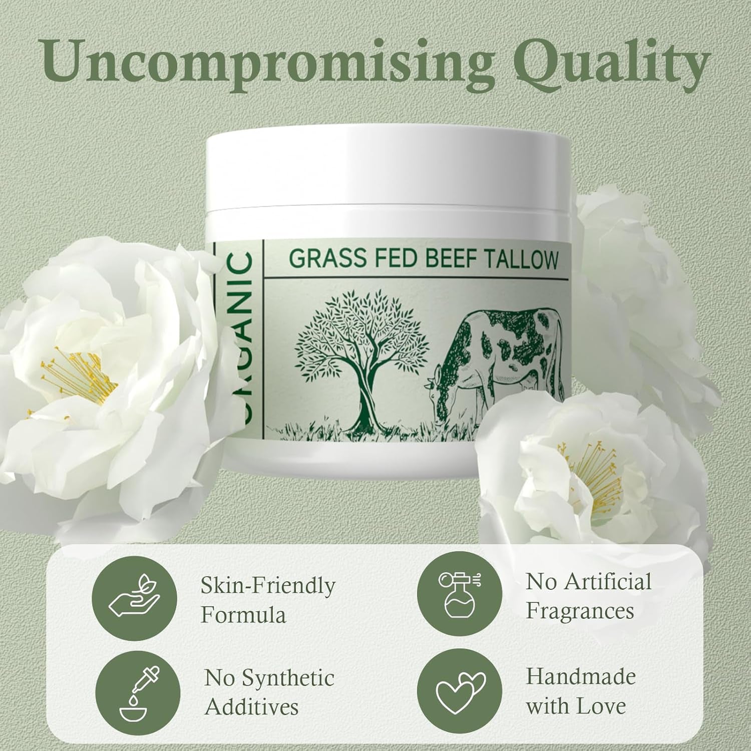 MKZEA Organic Grass-Fed Beef Tallow – 48g | Deep Hydration & Multi-Vitamin Skin Nourishment