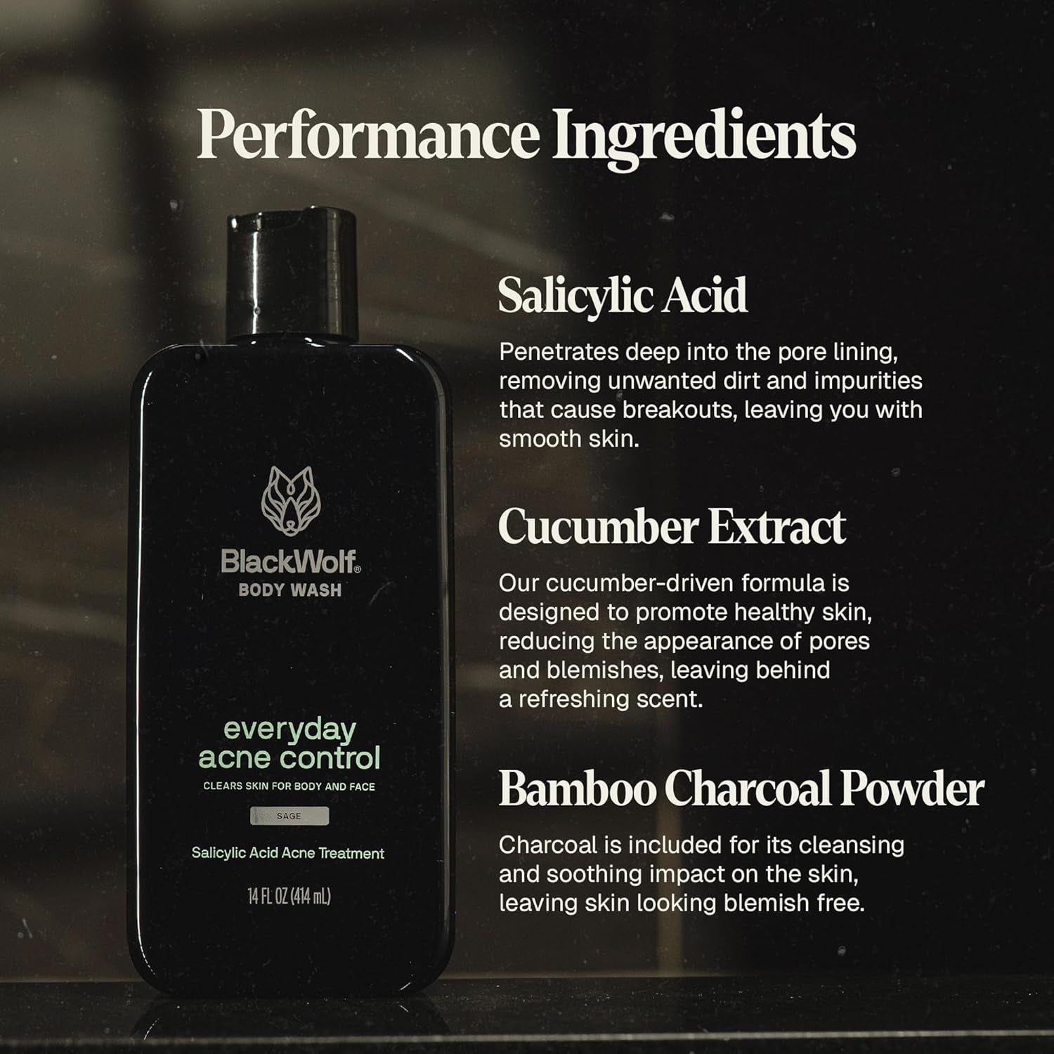 Black Wolf Body Wash | Everyday Acne Body Wash (Sage) - 414ml