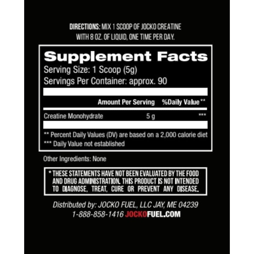 Jocko Fuel Creatine Monohydrate Dietary Supplement – Unflavored, Supports Muscle Health & Cognitive Function 16 Oz - 454g