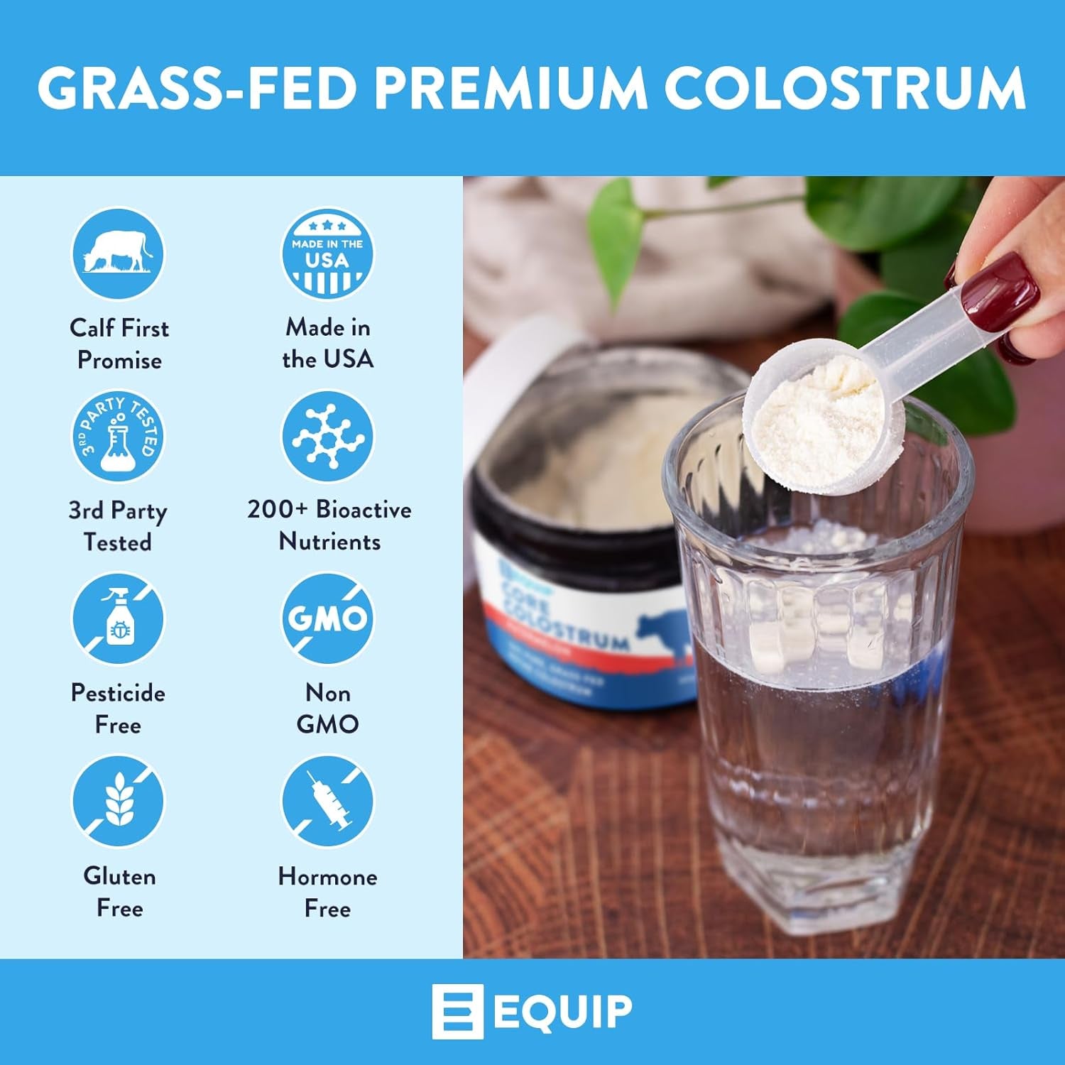 Equip Core Colostrum Powder | Watermelon – 112g | Grass-Fed Bovine Colostrum for Immunity, Gut Health & Skin Support