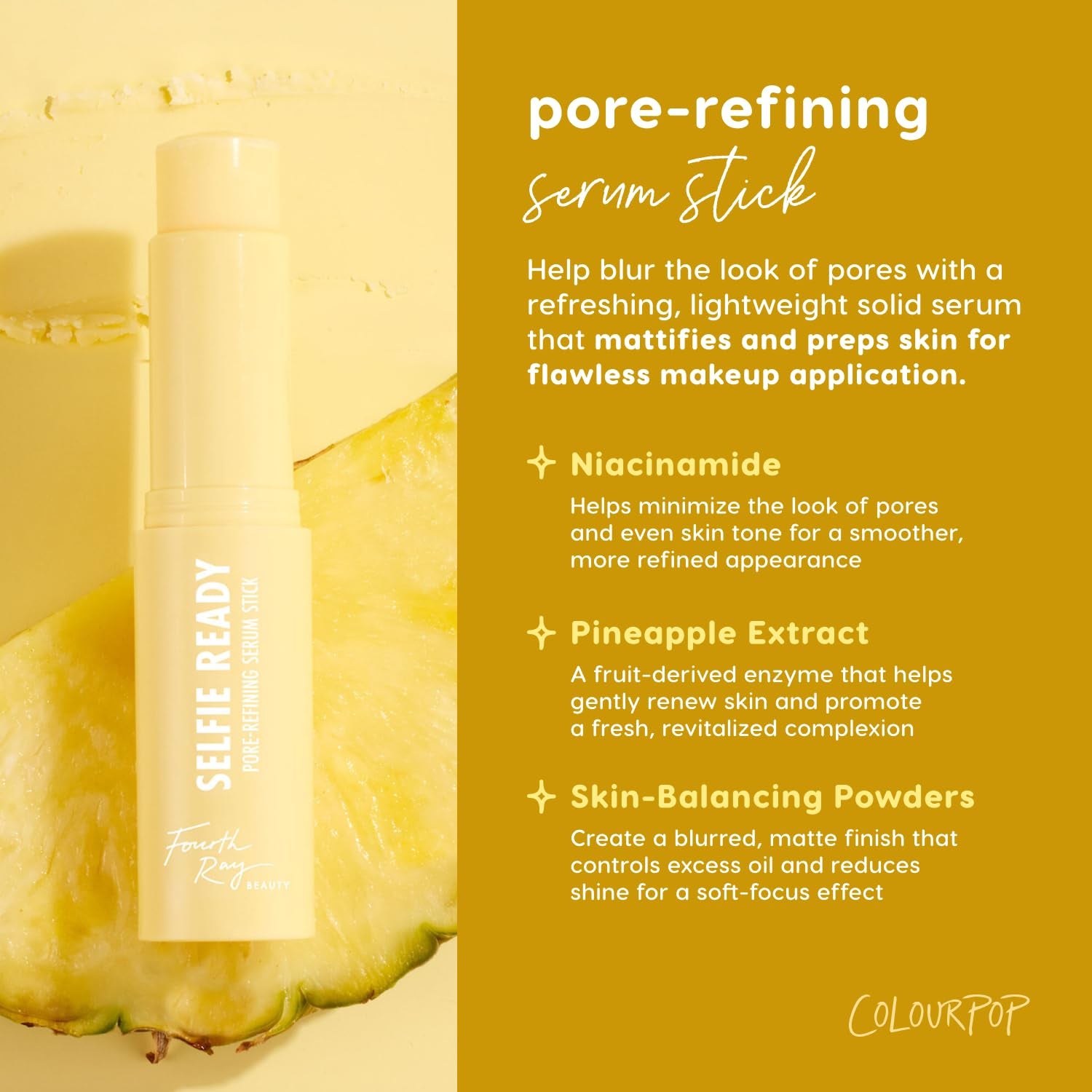 ColourPop Selfie Ready Pore-Refining Serum Stick – 8g | Travel-Friendly, Pore-Minimizing Skincare