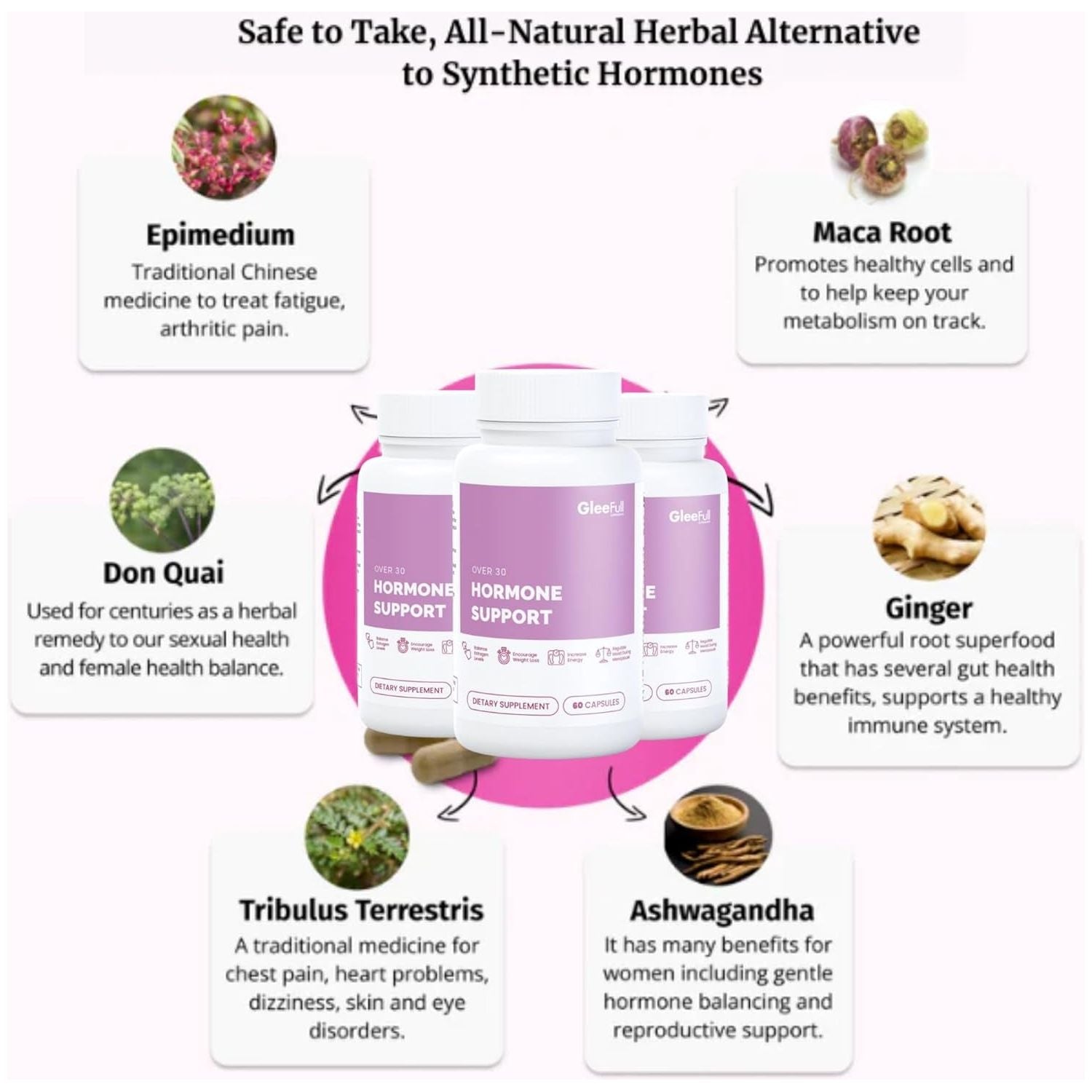 GleeFull Over 30 Hormone Support – 60 Capsules | Natural Menopause & Hormonal Balance Support with Maca Root & Ashwagandha