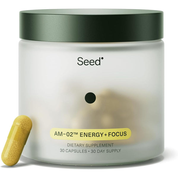 AM-02 Energy + Focus - Daily Nootropic Supplement for Women & Men - Fast-Acting & Sustained Energy for up to 6 Hours - Caffeine-Free Vegan & Shelf-Stable - 30 Capsules (30-Day Supply)