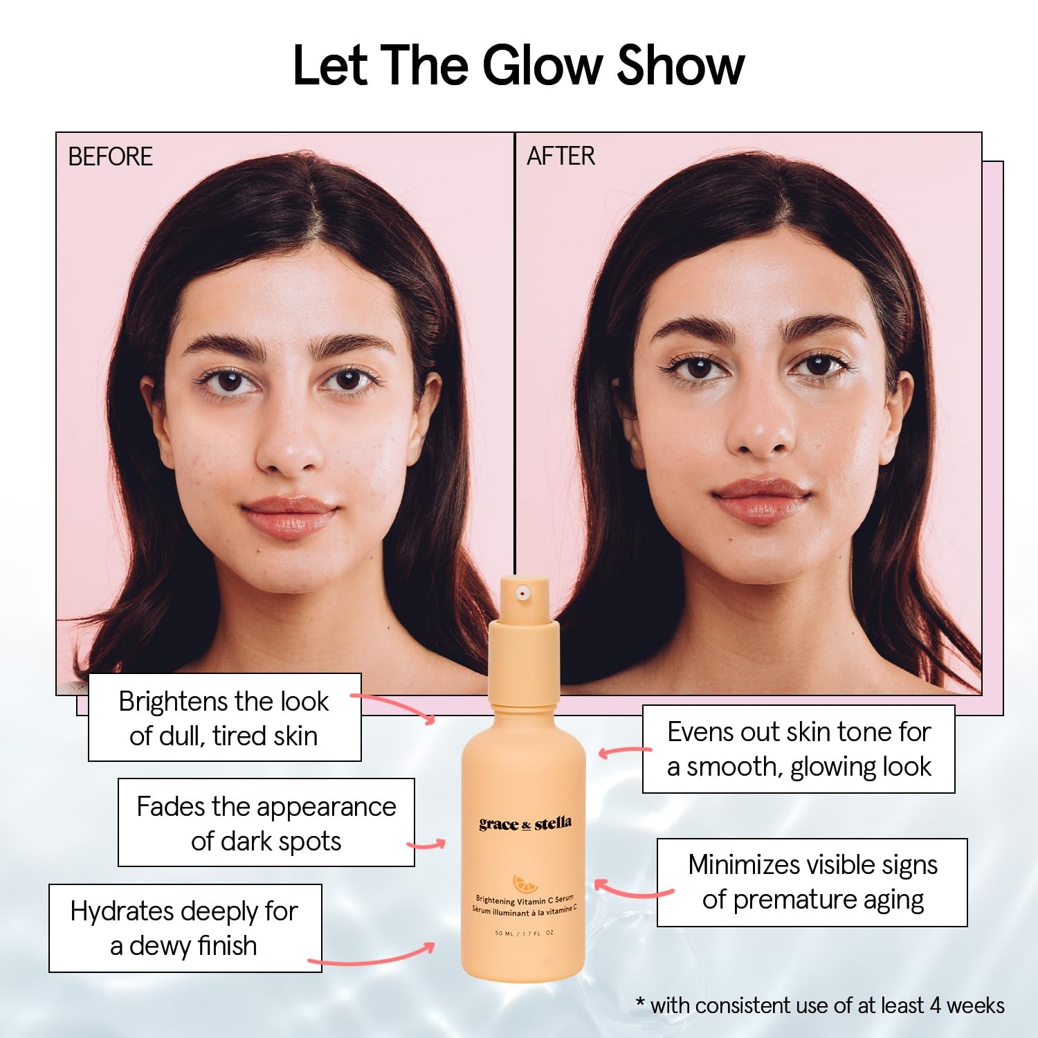 Vitamin C Serum for Face (50Ml /1.7 Fl Oz)- Brightening Vitamin C for Face with Hyaluronic Acid Serum to Reduce Dullness & Dark Spots - Vegan Skincare