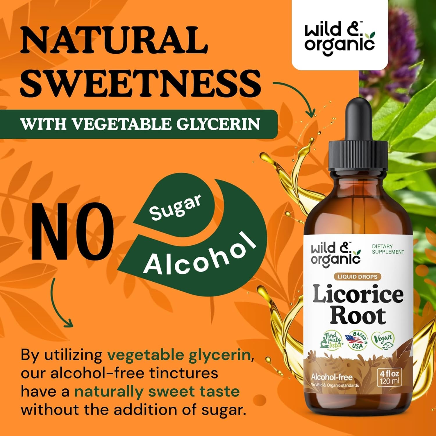 Licorice Root Tincture - Digestive, Lung & Skin Support - Licorice Root Extract Liquid Drops - Vegan, Sugar & Alcohol-Free Supplement - 4 Fl Oz