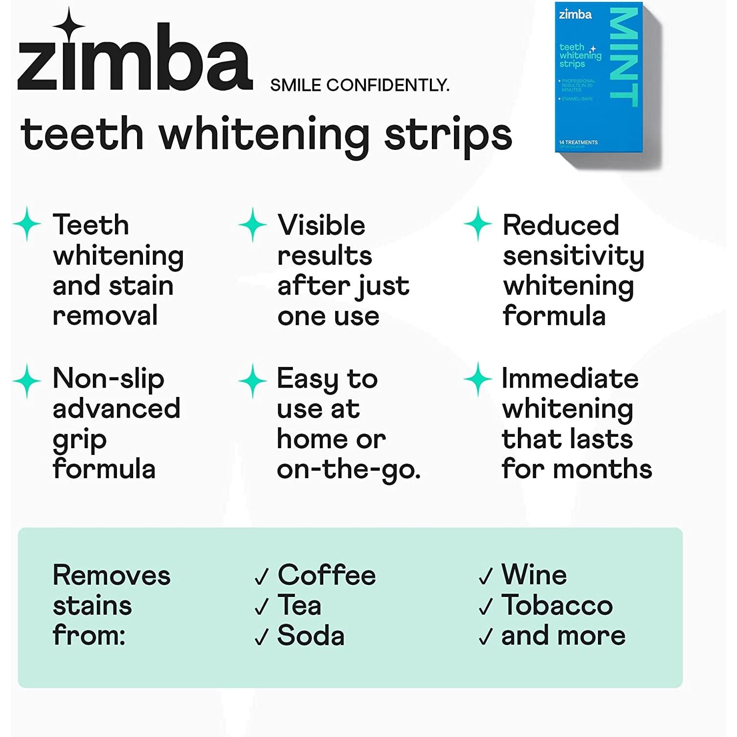 Zimba Watermelon Teeth Whitening Strips – 14 Treatments (28 Strips) | Whiten Teeth, Remove Stains & Refresh Breath