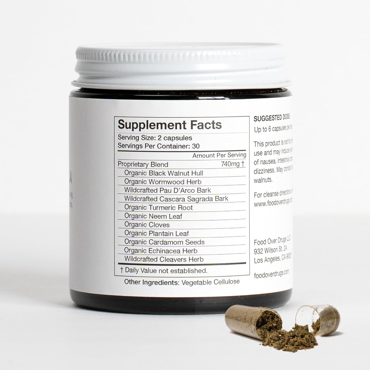 Food Over Drugs Parasite Formula – 60 Capsules | Organic Herbal Cleanse & Detox Support