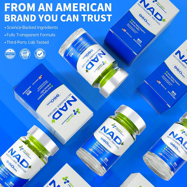 Newlife Healthtech NAD+ Supplement – 60 Capsules | Advanced Cellular Energy & Anti-Aging Support – 960mg per Serving