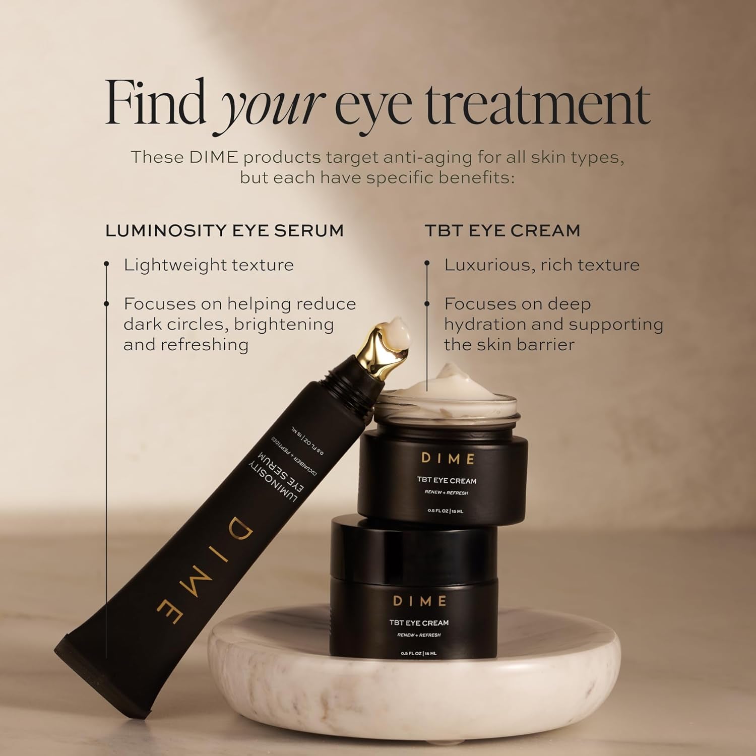Dime Luminosity Eye Serum – 15ml | Brighten, Depuff & Smooth Fine Lines