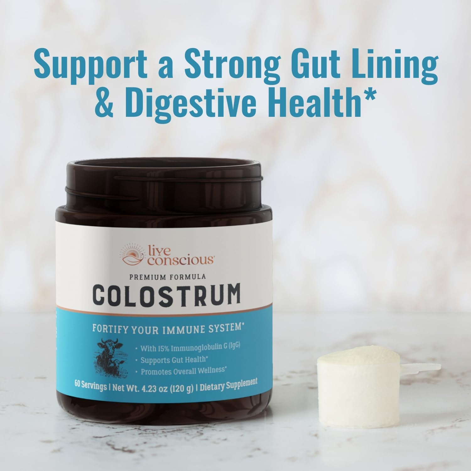 Live Conscious Colostrum Powder – 120g | Immune & Gut Health Support | 60 Servings