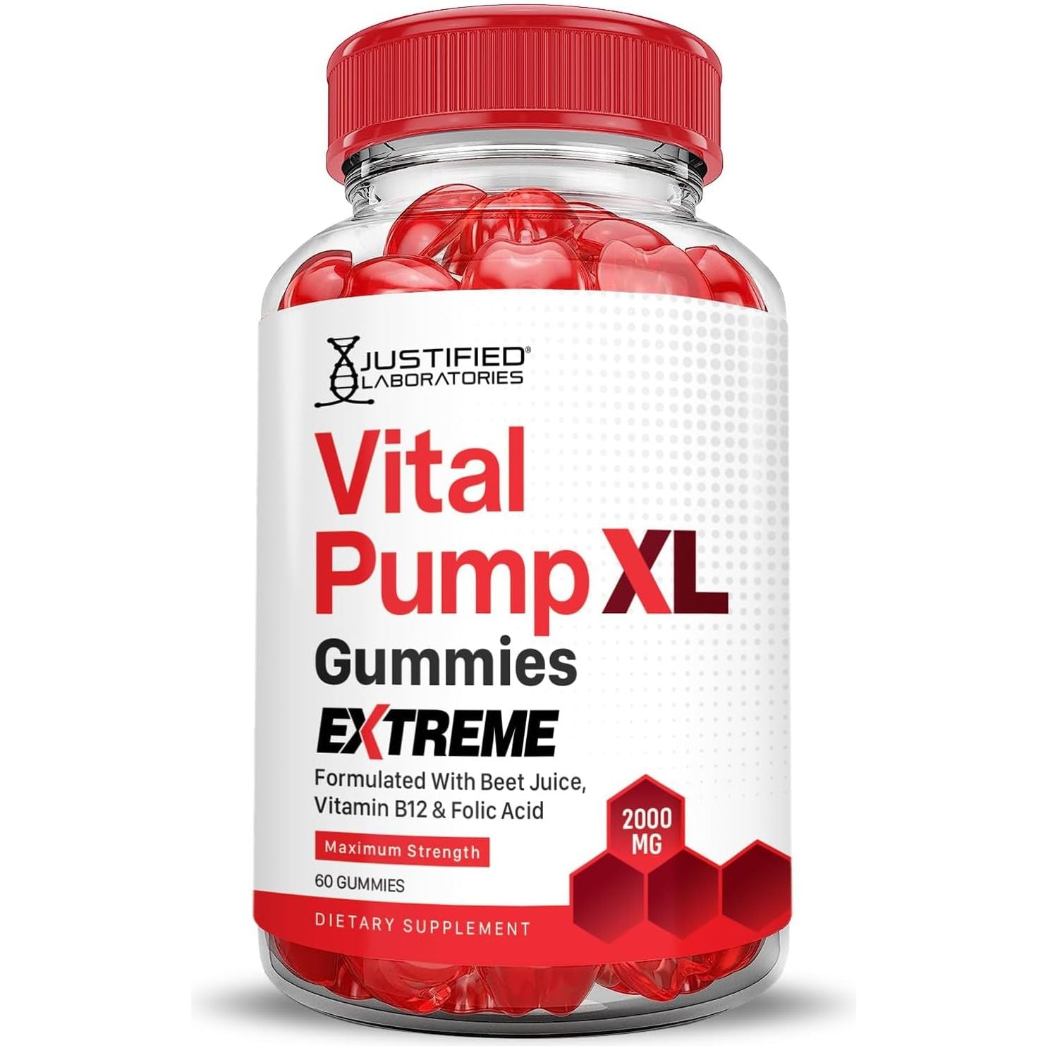 Justified Laboratories Vital Pump XL Gummies Extreme – 60 Gummies | 2000mg Apple Cider Vinegar + B12 & Beetroot for Energy & Performance