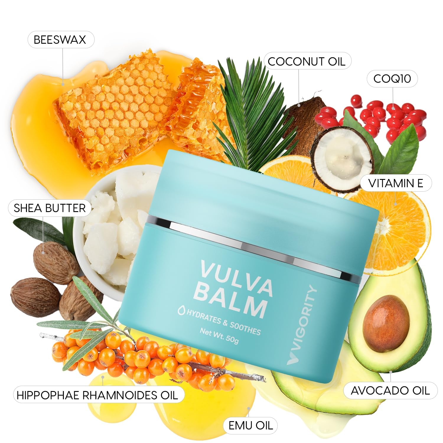 Vigority Vulva Balm Vaginal Hydrates & Soothes – 50g | Menopause Relief, Intimate Dryness & Daily Comfort
