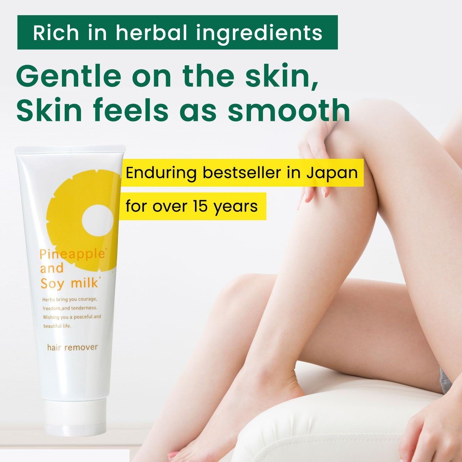 SUZUKI HERB LABORATORY Pineapple & Soy Milk Hair Removal Cream – 230g | Gentle, Painless & Nourishing