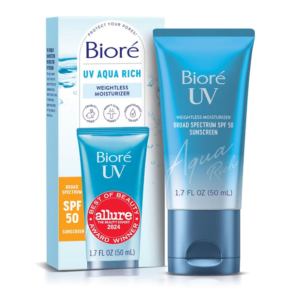 Bioré UV Aqua Rich Weightless Moisturizer SPF 50 – 50ml | Hydrating, Invisible Daily Sunscreen & Makeup Primer