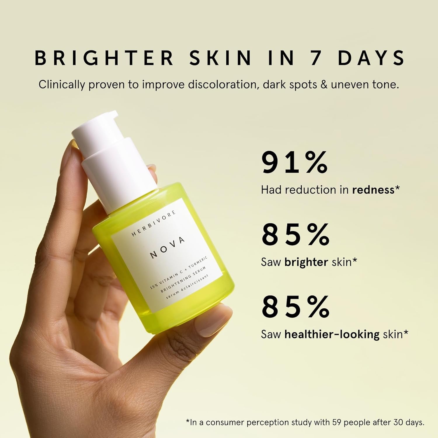 HERBIVORE Nova Brightening Serum – 30ml | Vitamin C + Turmeric for Radiant, Even-Toned Skin