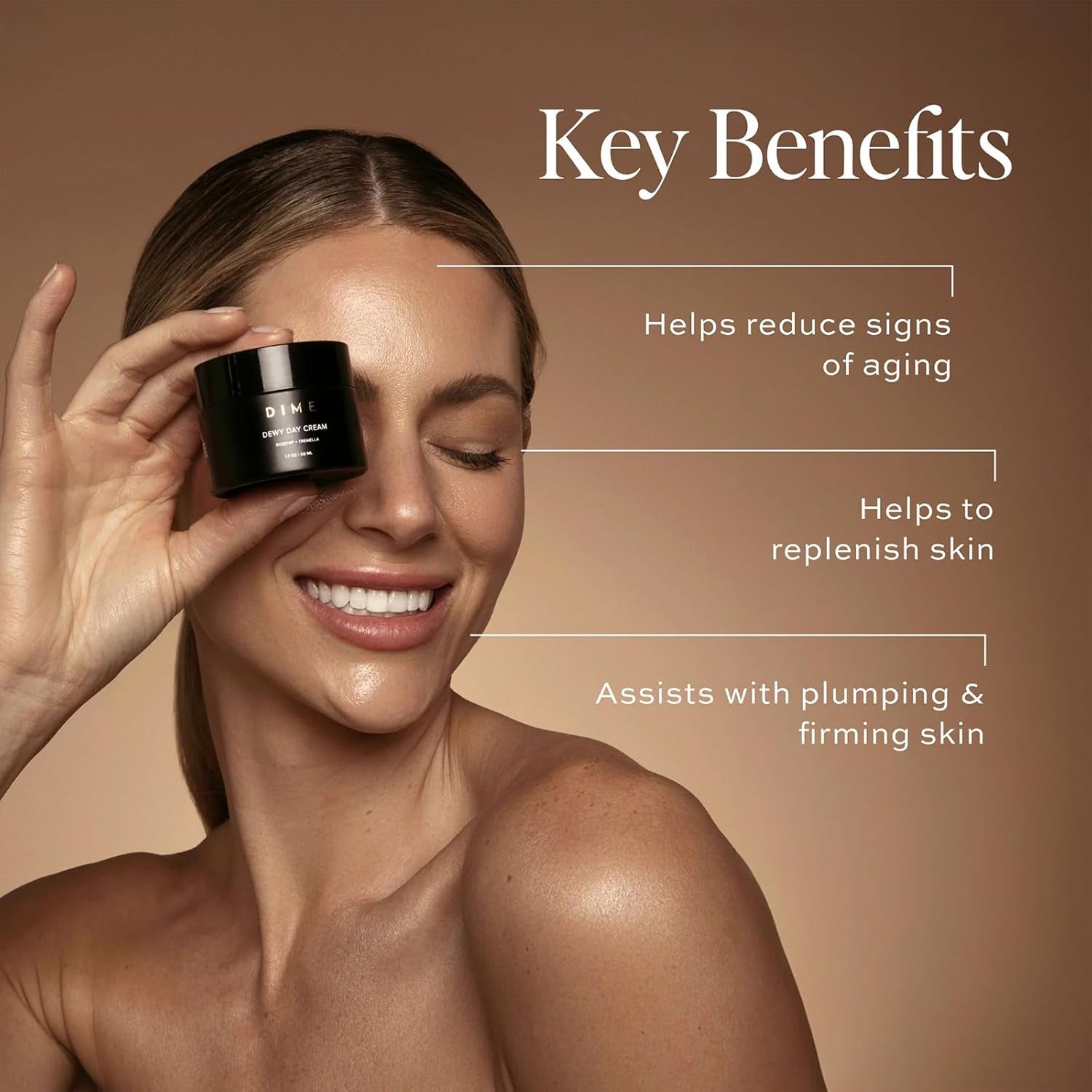 DIME Dewy Day Cream – 50ml | Lightweight, Vegan Daily Moisturiser for Hydration, Firmness & Radiance