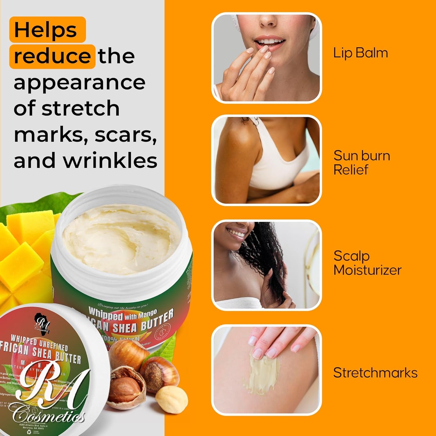 RA COSMETICS Whipped With Mango African Shea Butter – 340g | Deep Moisture, Skin Softening & Glow Repair