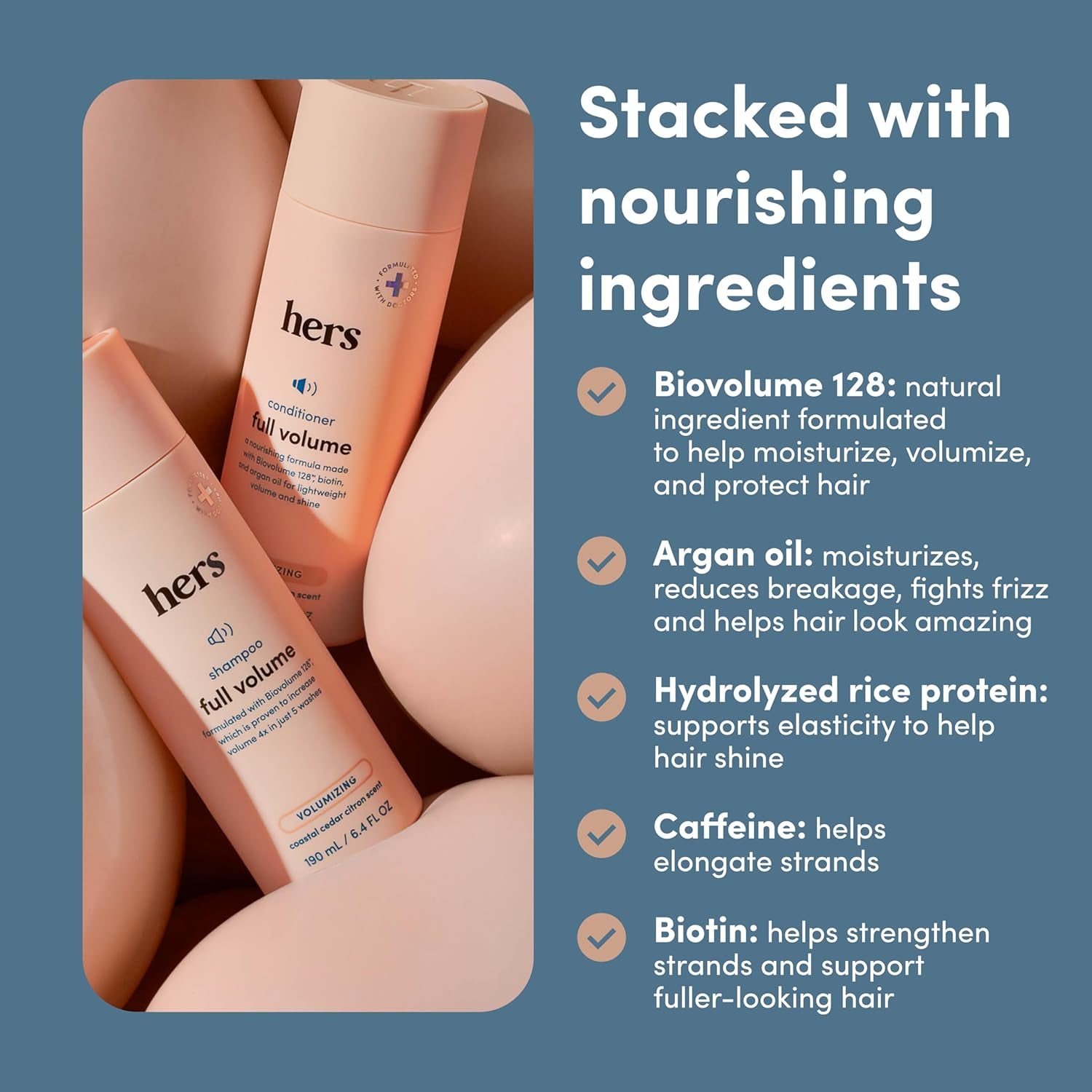 Hers Full Volume Shampoo & Conditioner Set – 2 x 190ml | Boosts Volume & Strengthens Fine Hair
