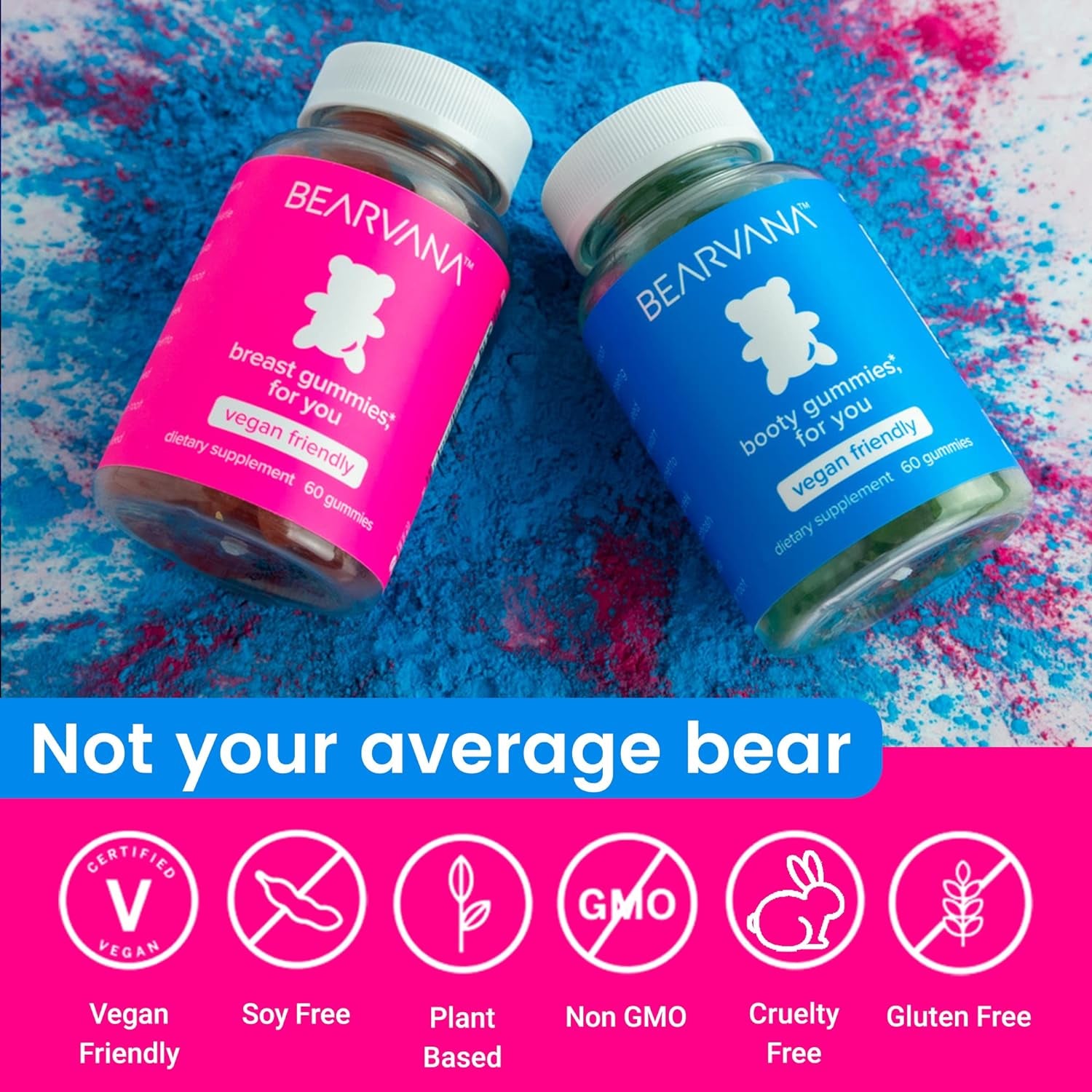 BEARVANA Top Support & Peach Support Combo Pack – Gummies for Women | 9 Herbal Extracts + Essential Vitamins | Berry Flavour – 60 Gummies