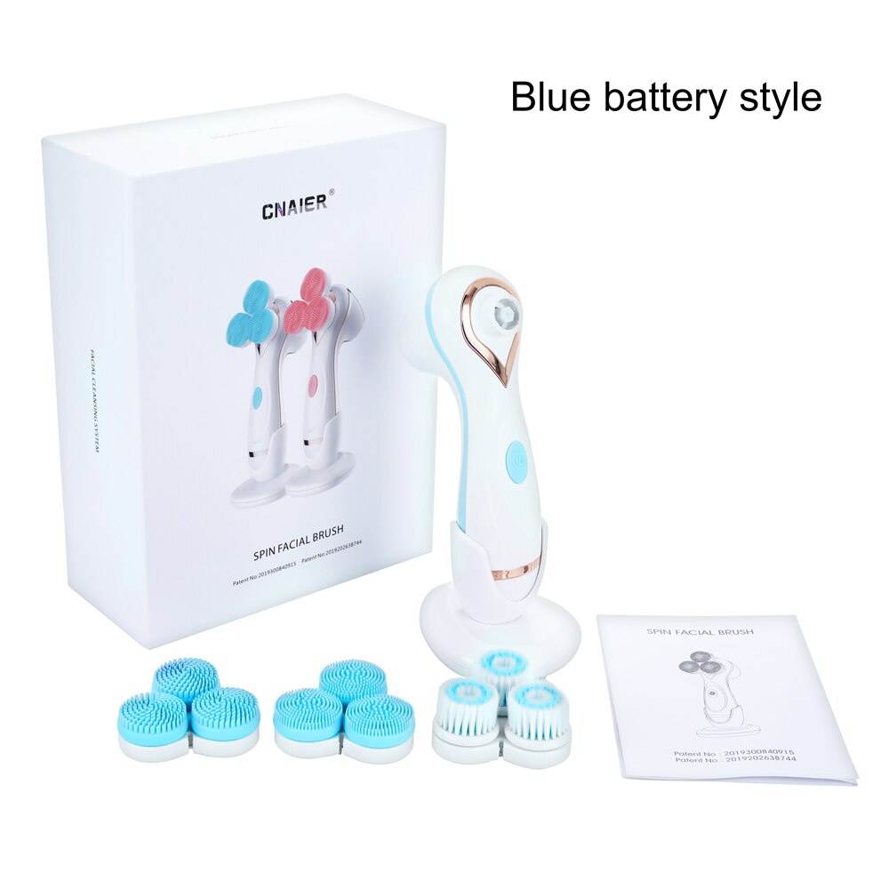 3-in-1 Sonic Facial Cleansing Brush – Rechargeable Silicone Face Cleanser & Blackhead Removal Device with 3 Brush Heads
