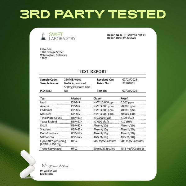 Cata-Kor NAD+ Advanced NMNH Alternative – 60 Capsules | Liposomal NAD+ & Resveratrol for Healthy Aging & Energy