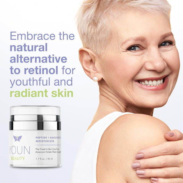 YOUN Beauty Peptide + Bakuchiol Moisturizer – 50ml | Retinol-Free Anti-Aging Hydration