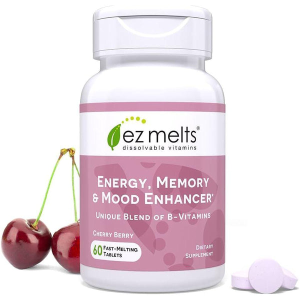 EZ Melts Dissolvable Vitamins Energy, Memory & Mood Enhancer – 60 Tablets | Fast-Melting B-Vitamin Blend for Daily Mental Clarity & Wellbeing