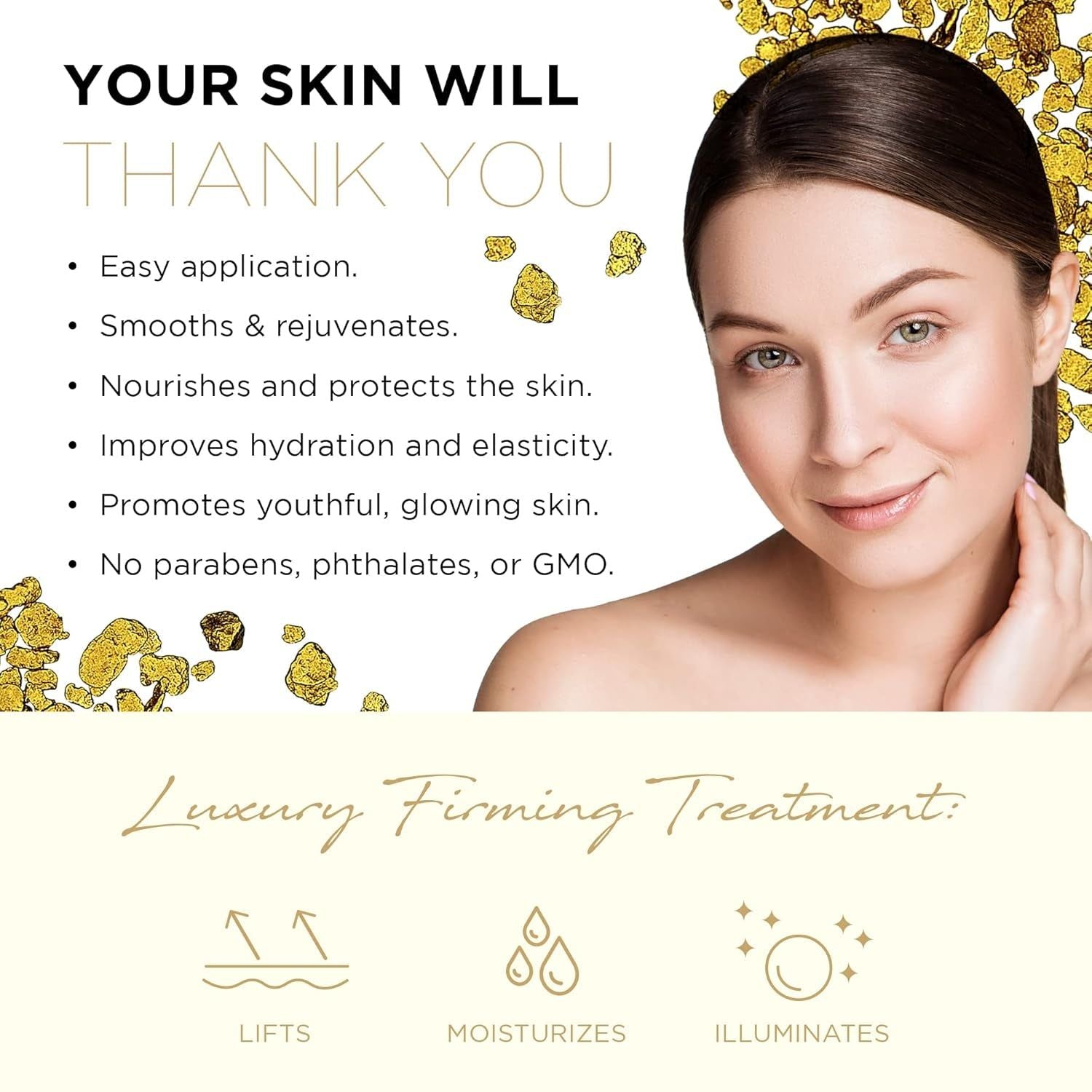 Azure Cosmetics 24K Gold & Collagen Firming Day Cream – 50ml | Radiance-Boosting, Lifting Moisturizer