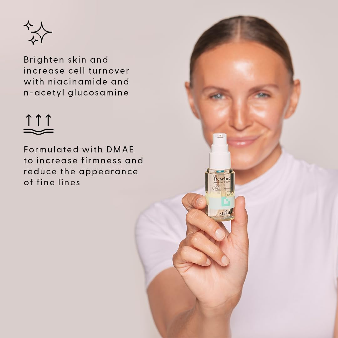 Rewind Firming & Hydrating Serum with Hyaluronic Acid & Niacinamide - Moisturizes & Evens Skin Tone with DMAE for Smooth, Plump Skin, 1.3 Fl Oz