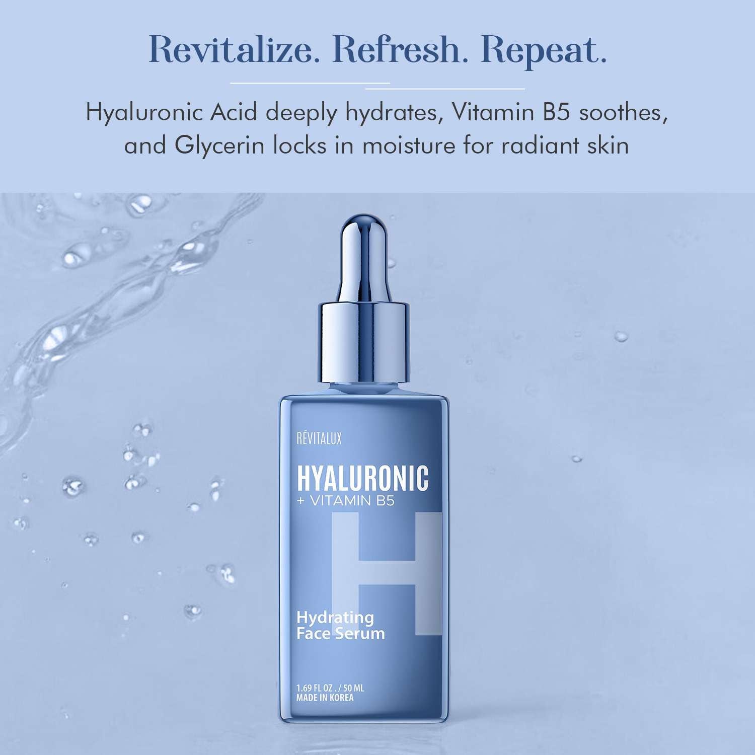 RevitaLux Hyaluronic Acid + Vitamin B5 Hydrating Face Serum – 50ml | Deep Hydration & Skin Smoothing Formula