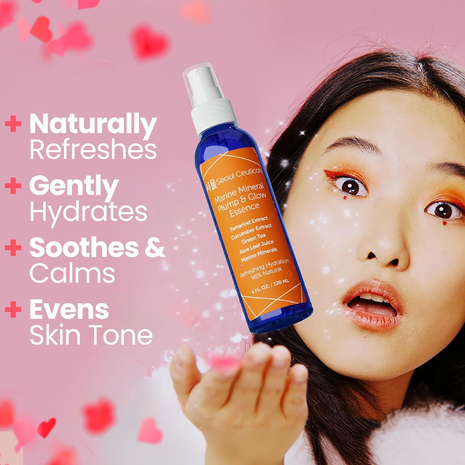 SeoulCeuticals Marine Mineral Plump & Glow Essence – 120ml | Hydrating K-Beauty Essence with Aloe, Cucumber & Tamarind