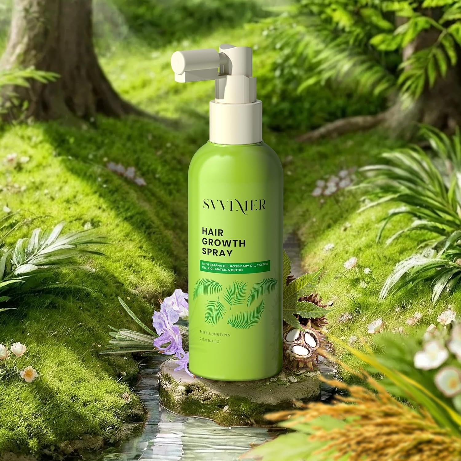 Svvimer Hair Growth Spray – 60ml | Rosemary, Biotin, Caffeine & Rice Water for Thicker, Fuller Hair