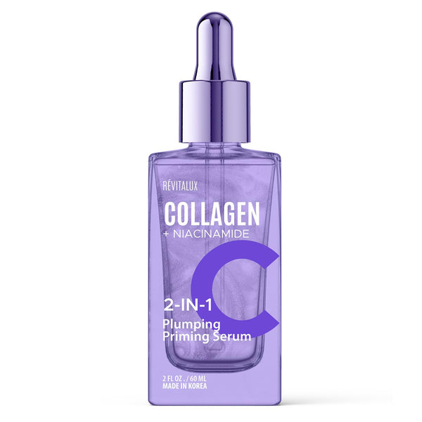 RevitaLux Collagen & Niacinamide 2-In-1 Plumping Priming Serum – 2 fl. oz | Hydrating & Firming Korean Skincare for Radiant, Youthful Skin