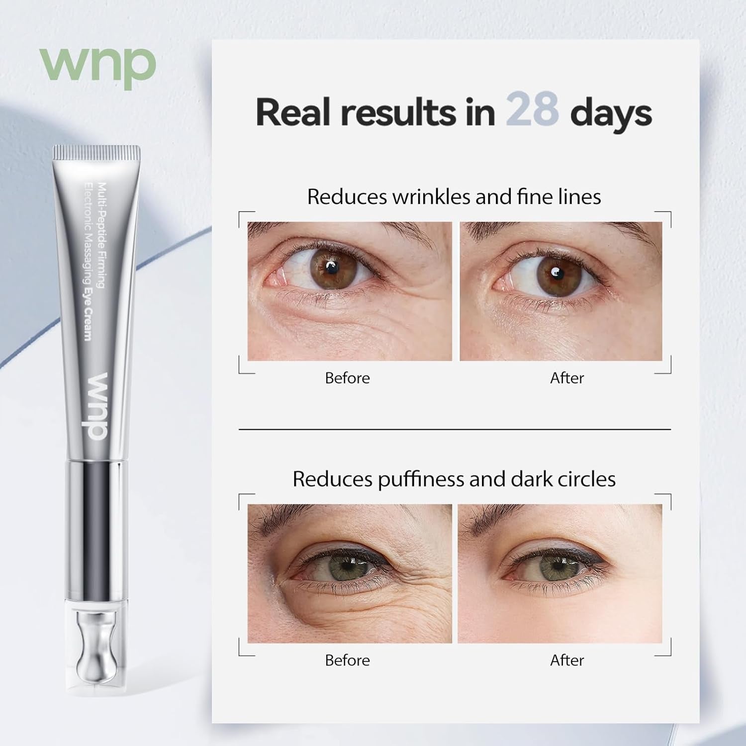 WNP Multi-Peptide Firming Electronic Massaging Eye Cream – 15g | Firms, Brightens & De-Puffs with Sonic Vibration