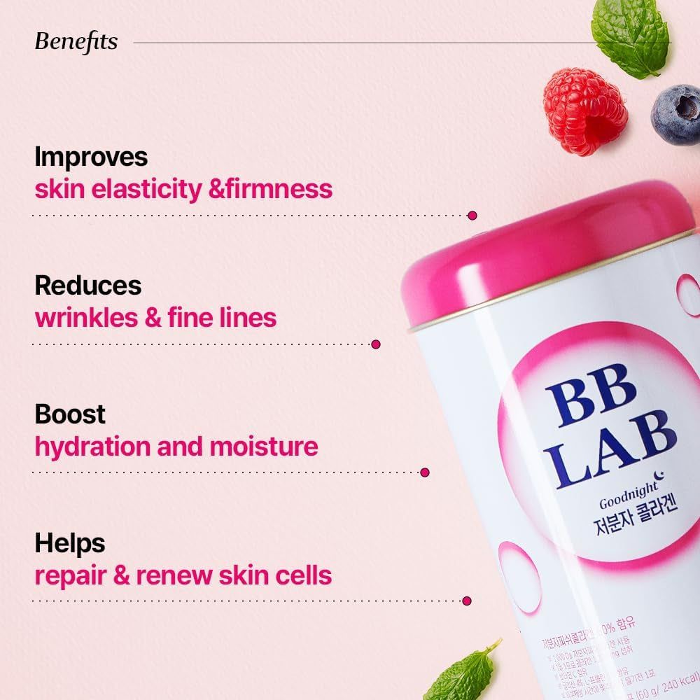 BB LAB Goodnight Low Molecular Collagen – 30 Sticks | Nighttime Skin Renewal with Halal-Certified Collagen