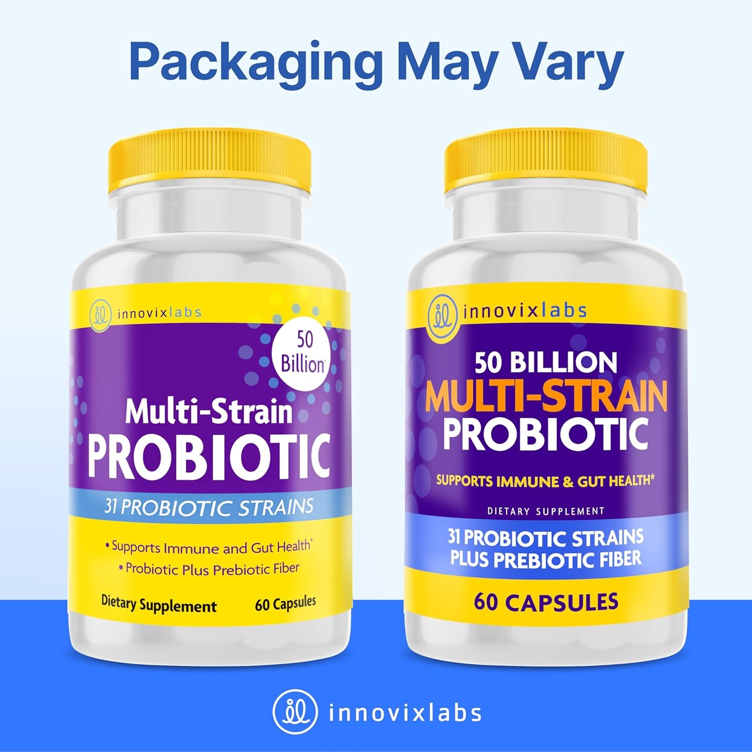 InnovixLabs Multi-Strain Probiotics – 60 Capsules | 50 Billion CFU | 31 Strains + Prebiotics | Gut Health, Digestion & Immunity for Women & Men