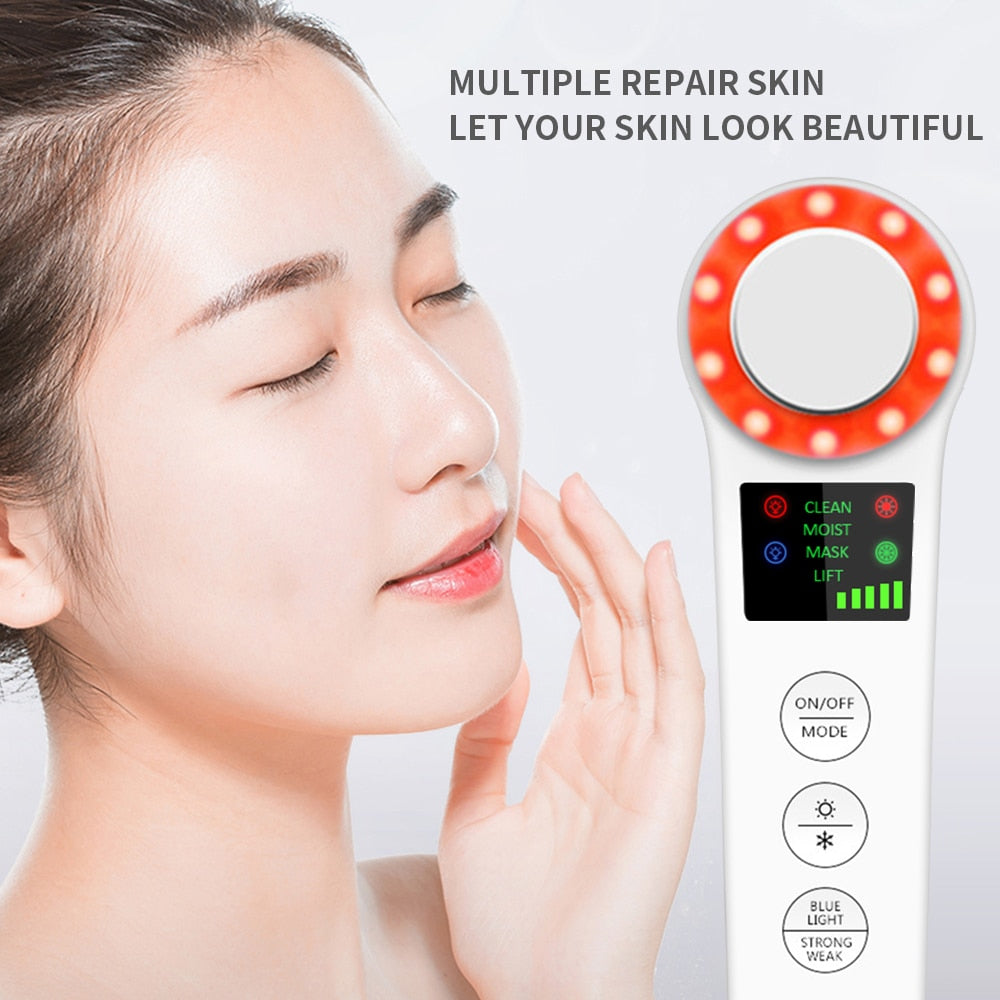 Ultrasonic Hot & Cold Facial Lifting Massager – EMS Ion Skin Rejuvenation Device
