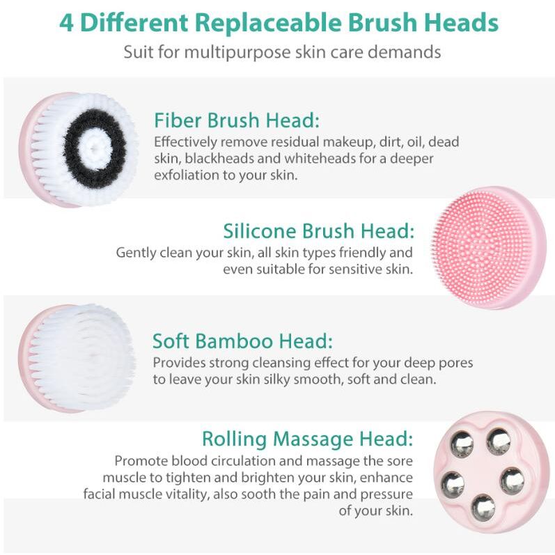 4 In 1 New Silicone Facial Cleansing Instrument Waterproof And Rechargeable Facial Cleansing Brush Pore Cleaner