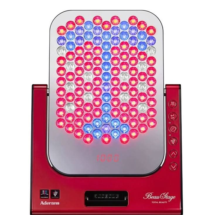 Aderans VIRUGA® LED Beauty Device – Pearl White / Italian Red | 4-Color LED Skin & Scalp Rejuvenation Panel