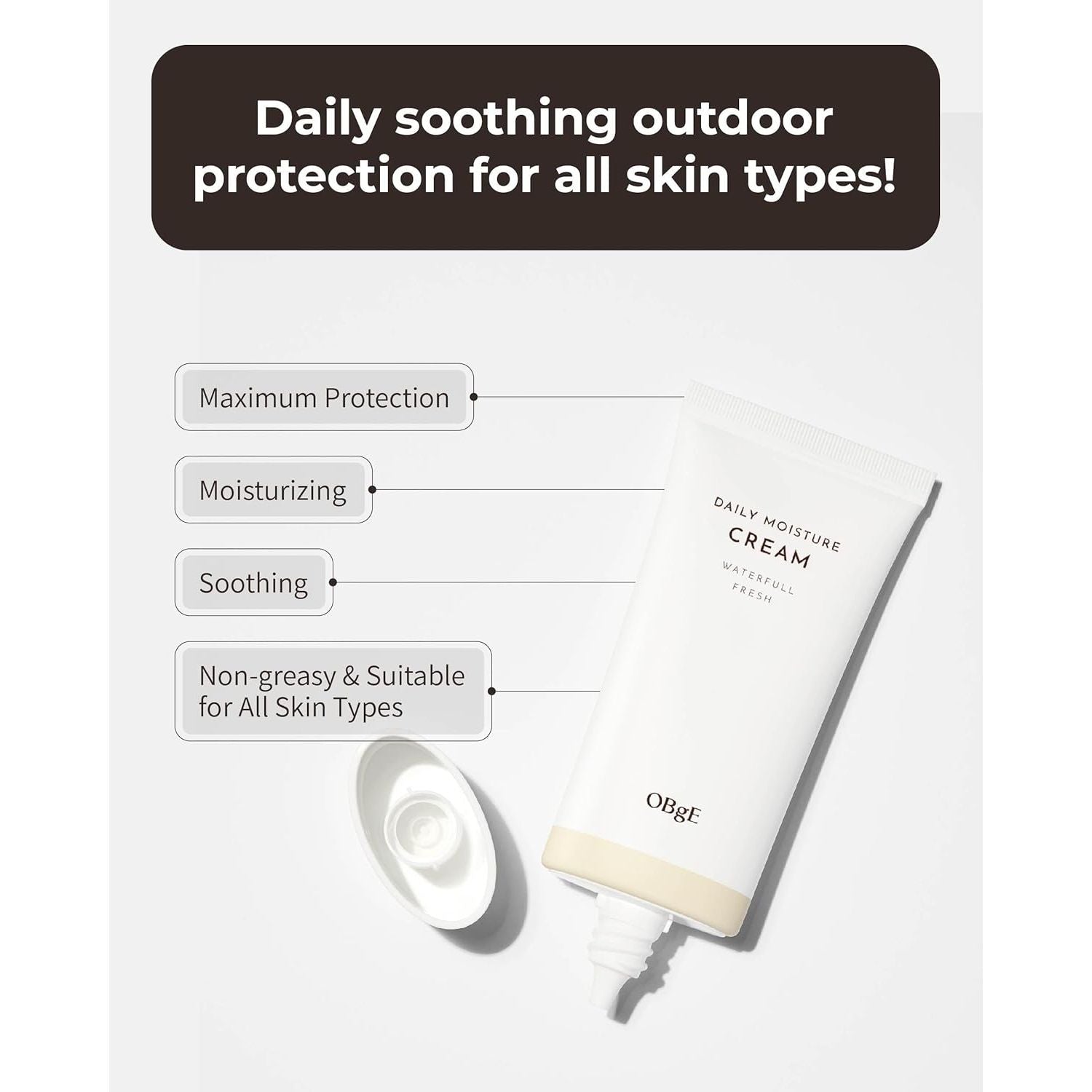 Daily Moisture Cream (1.7Fl Oz) - Lightweight, Soothing & Cooling Lotion for Face. Long-Lasting Protection, No White Cast. Aloe Vera