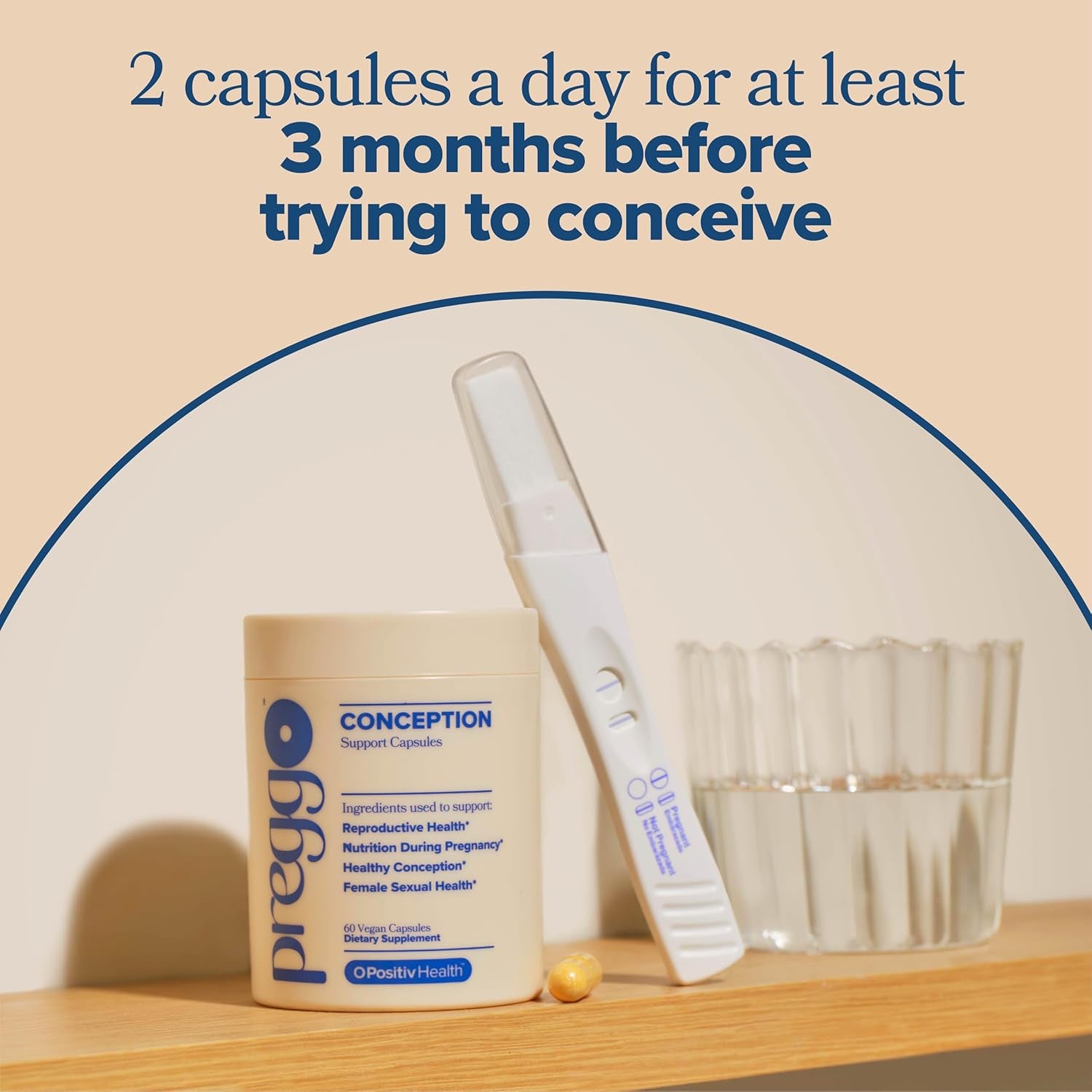 O Positiv Preggo Conception Support – 60 Capsules | OBGYN-Formulated Fertility Support with CoQ10, NAC, Folic Acid & Vegan Omega-3