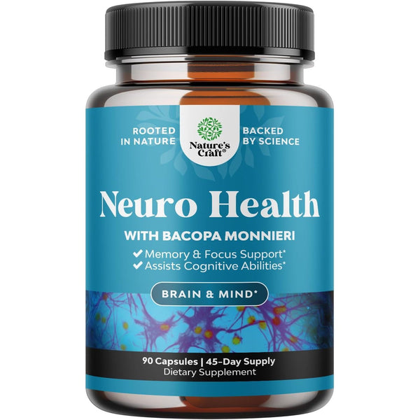 Nootropic Brain Supplement for Memory and Focus Support - Vitamins for Mental Support & Clarity with Bacopa Monnieri, VIT A, B6, Riboflavin, Niacin, Thiamin & Folate - Cognitive Complex - 90 Ct