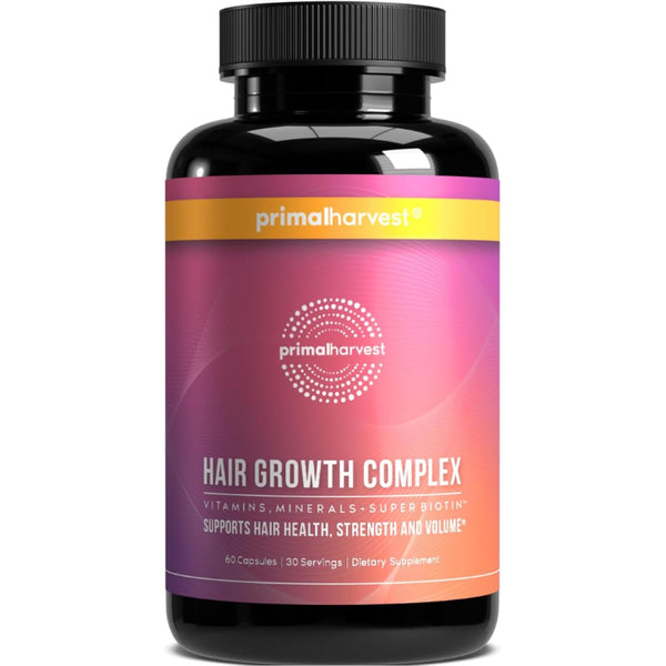 Primal Harvest Hair Growth Complex – 60 Capsules | Biotin, Keratin & Silica for Fuller, Healthier Hair