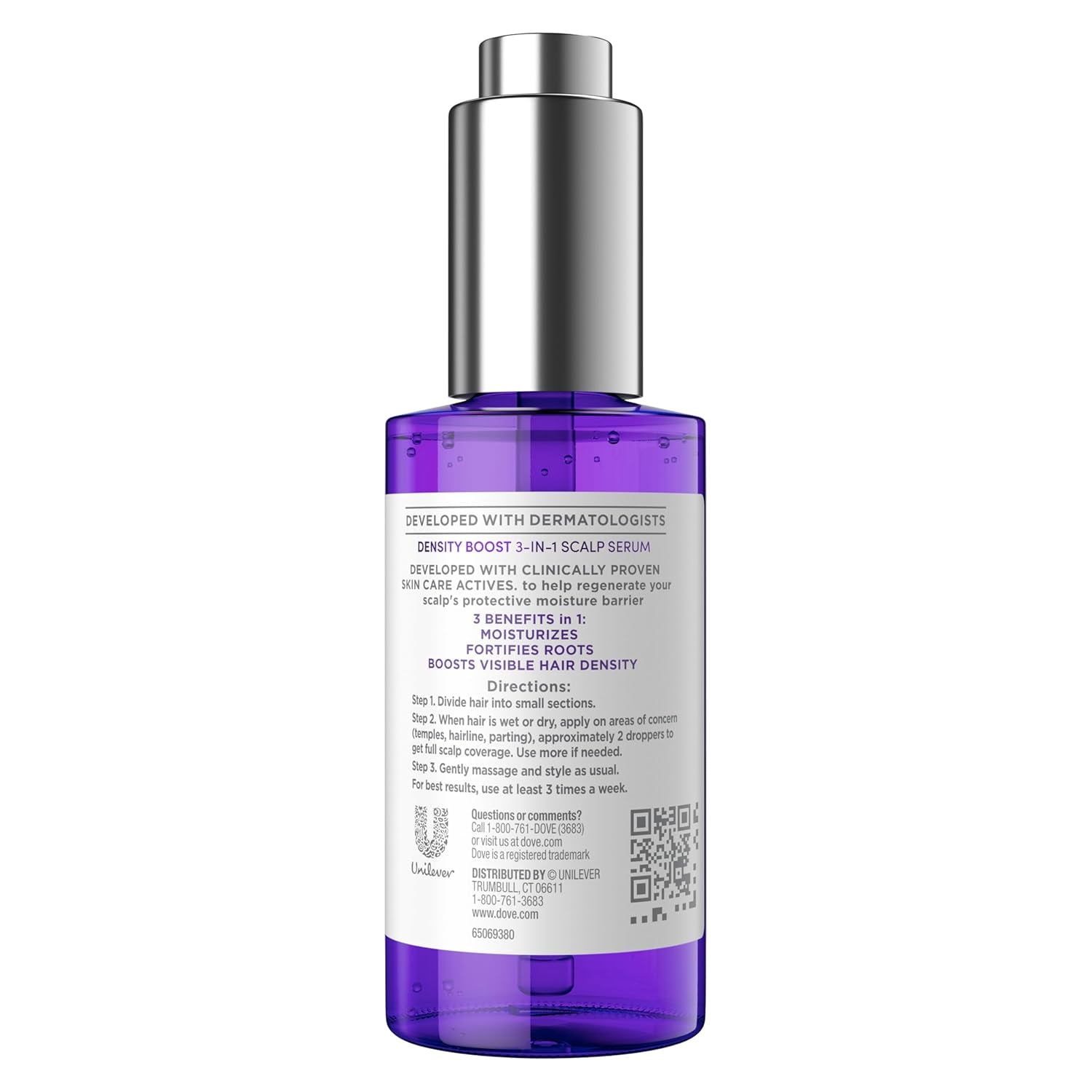 Derma Scalp Density Boost 3-In-1 Scalp Serum 1 Ct with Prebiotic Glycerin, Zinc + Peptides, and Niacinamide for Breakage and Hair Thinning 2 Oz